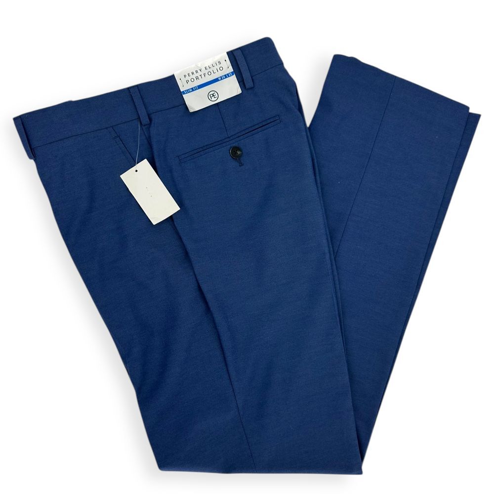 Perry Ellis Portfolio Dress Pants‎ Suit Separate 30W x 32L Blue Corpcore